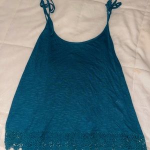 Blue tie skinny strap shirt